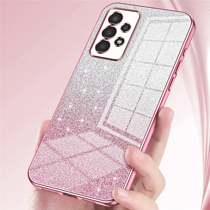 For Samsung Galaxy A13 4G TPU Case Gradient Glitter Electroplating Slim Phone Cover - Pink - 4