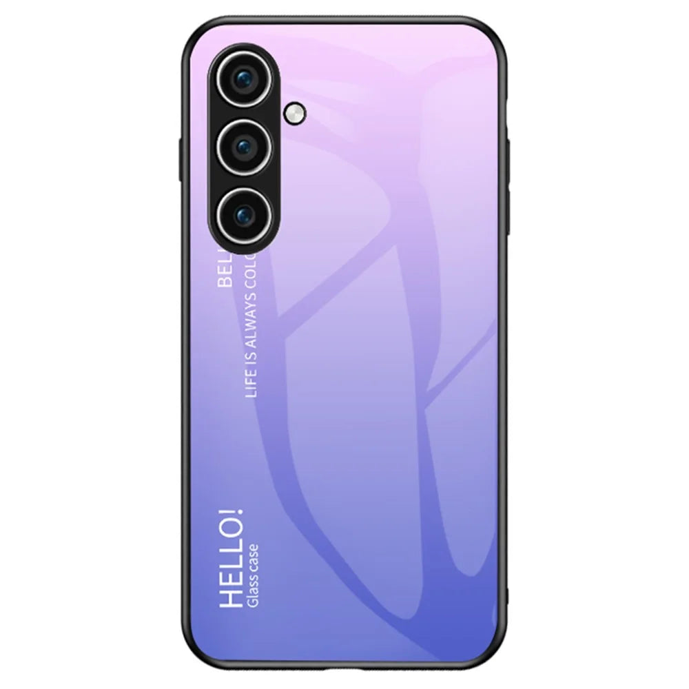 For Samsung Galaxy S24 Phone Cover Gradient Tempered Glass Back Cover - Gradient Pink Purple - 1