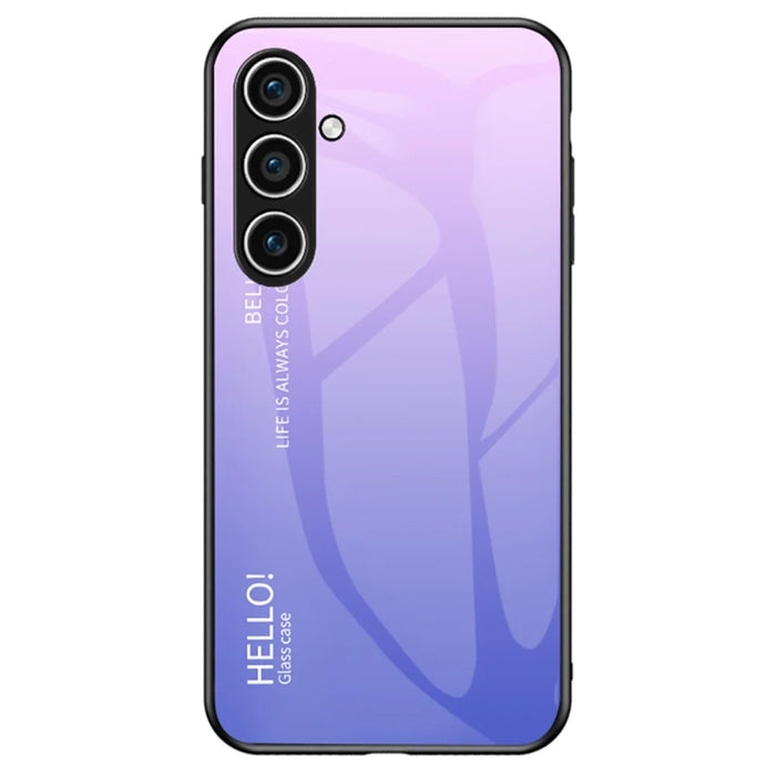 For Samsung Galaxy S24 Phone Cover Gradient Tempered Glass Back Cover - Gradient Pink Purple - 1