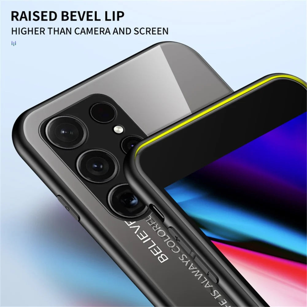 For Samsung Galaxy S24 Ultra Tempered Glass Case PC+TPU Protective Phone Cover - Black - 5