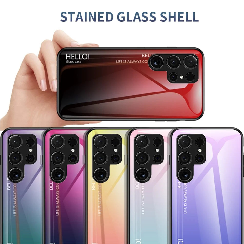 For Samsung Galaxy S24 Ultra Tempered Glass Case PC+TPU Protective Phone Cover - Black - 7