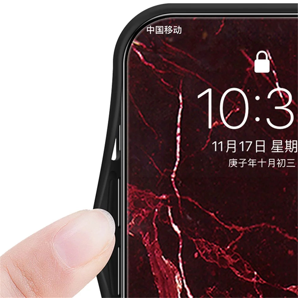 For Samsung Galaxy S24 Ultra Case Anti-dust Tempered Glass+PC+TPU Cover with Printed Marble Pattern - White Marble - 5