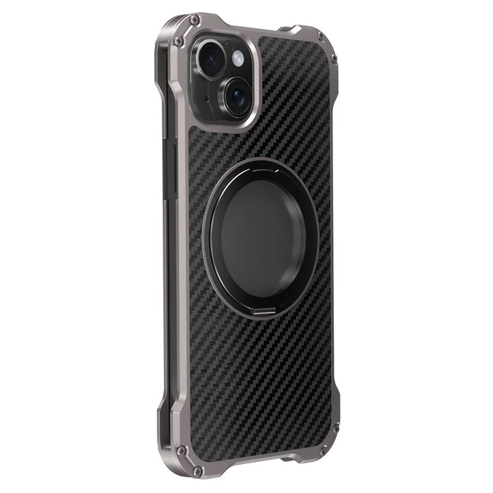 R-JUST RJ-51 For iPhone 15 Aluminum Alloy Phone Case Cover Rotatable Ring Kickstand - 2