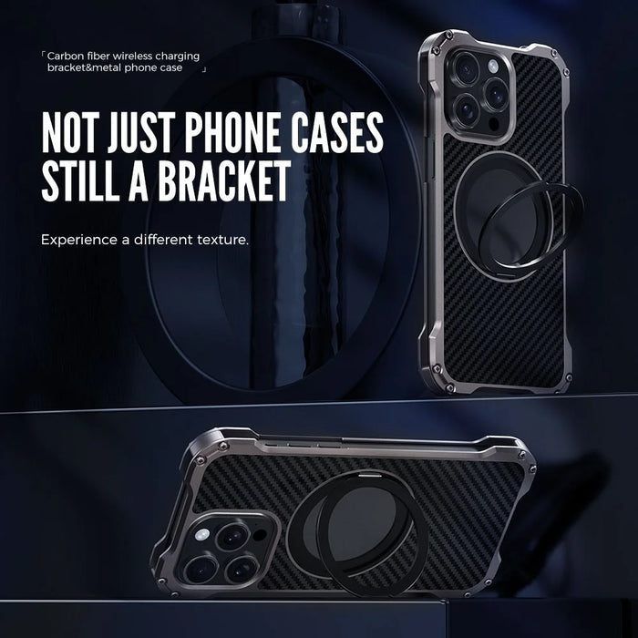 R-JUST RJ-51 For iPhone 15 Pro Max Phone Case Aluminum Alloy Cover Magnetic Kickstand - 2