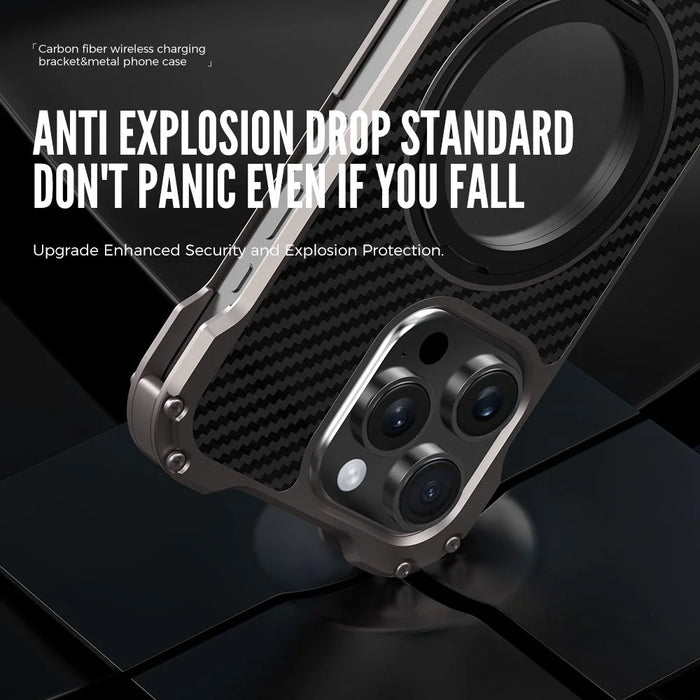 R-JUST RJ-51 For iPhone 15 Pro Max Phone Case Aluminum Alloy Cover Magnetic Kickstand - 6
