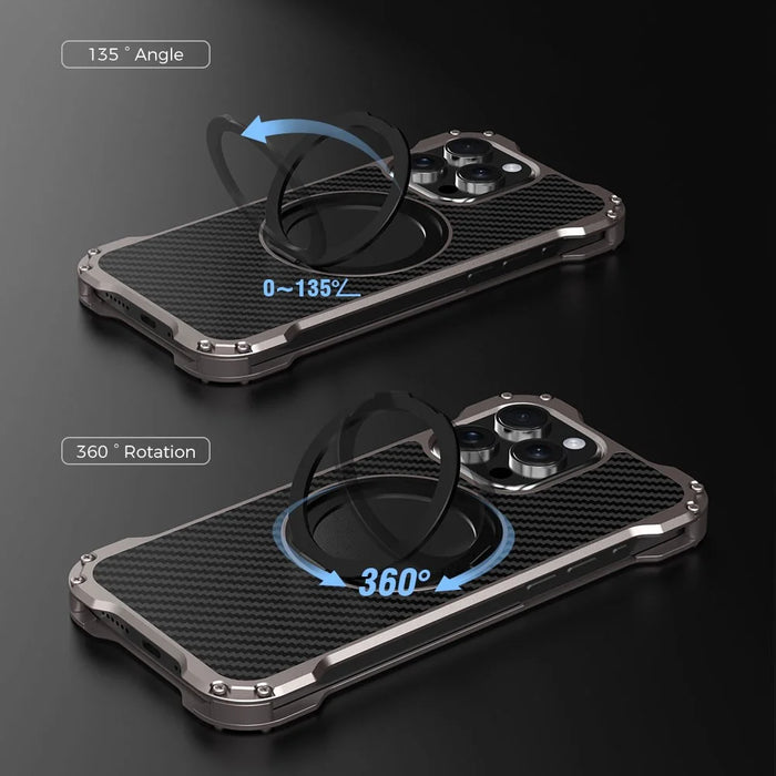 R-JUST RJ-51 For iPhone 15 Pro Max Phone Case Aluminum Alloy Cover Magnetic Kickstand - 7
