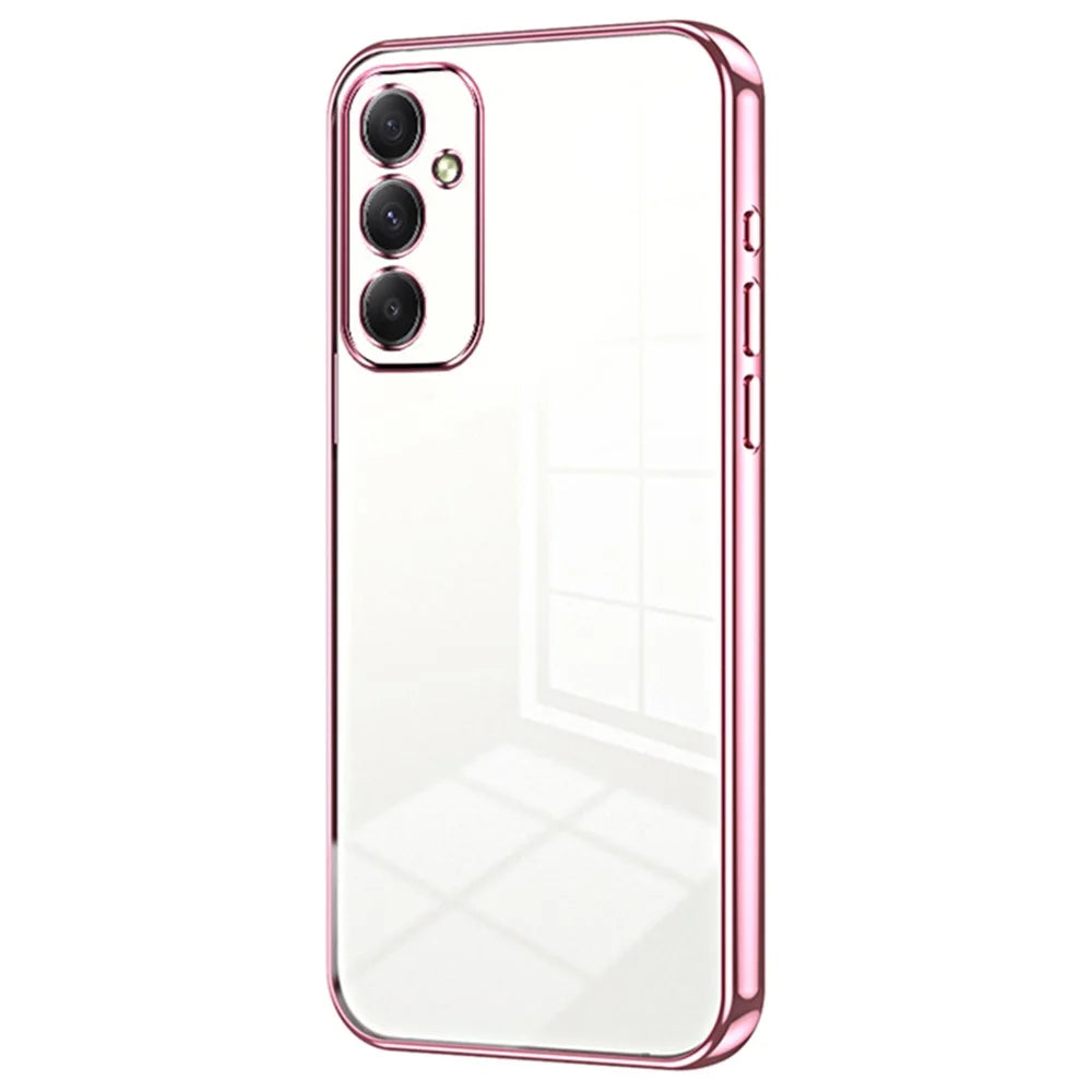 For Samsung Galaxy A34 5G Phone Cover Electroplated Precision Hole TPU Case - Pink - 1