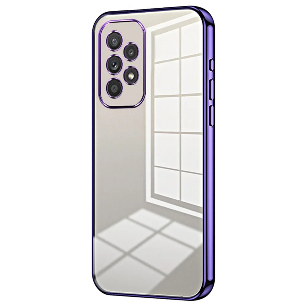 For Samsung Galaxy A33 5G TPU Phone Case Electroplated Fine Hole Lens Protection - Purple - 1