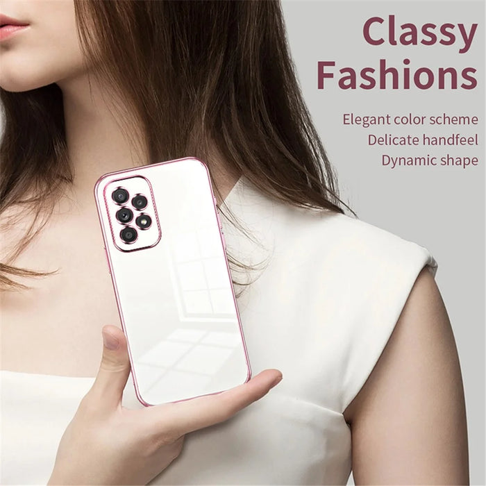 For Samsung Galaxy A33 5G TPU Phone Case Electroplated Fine Hole Lens Protection - Purple - 4