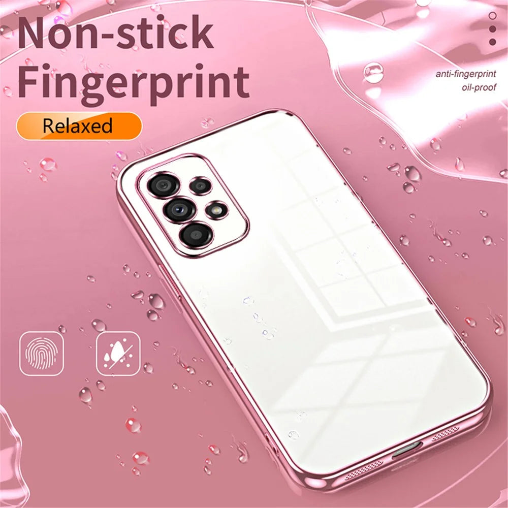 For Samsung Galaxy A53 5G TPU Phone Case with Electroplated Frame - Pink - 5
