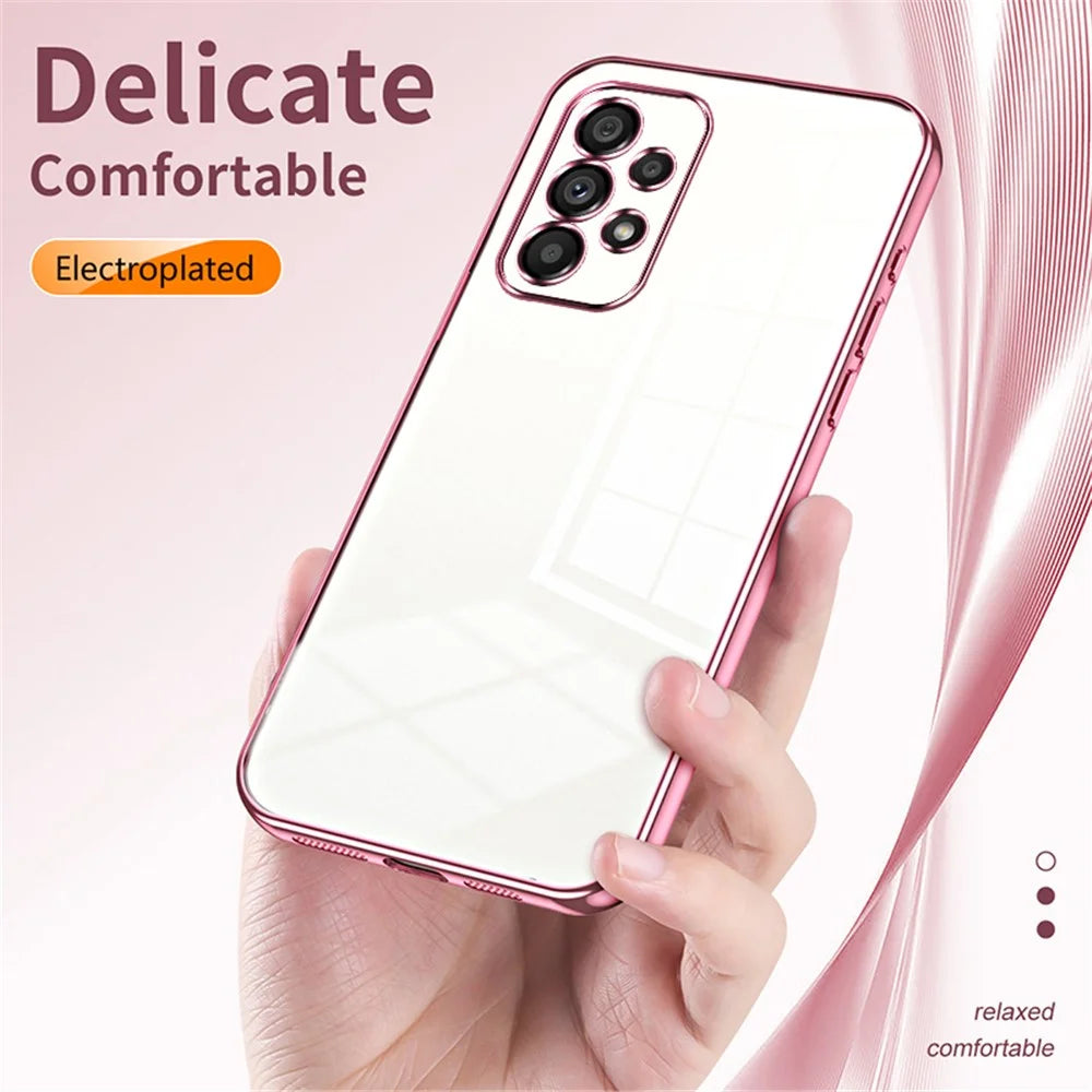 For Samsung Galaxy A53 5G TPU Phone Case with Electroplated Frame - Pink - 6