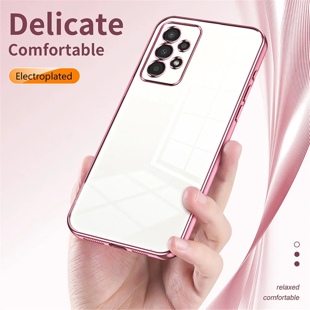 For Samsung Galaxy A13 4G TPU Case with Precision Holes Electroplated Edge - Purple - 6