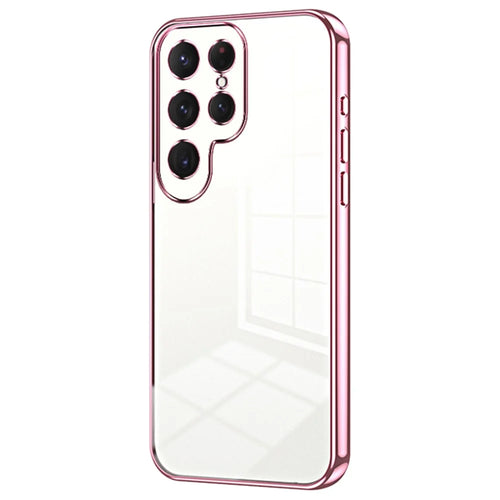 For Samsung Galaxy S23 Ultra Electroplated TPU Cover Case Precision Cutouts - Pink - 1