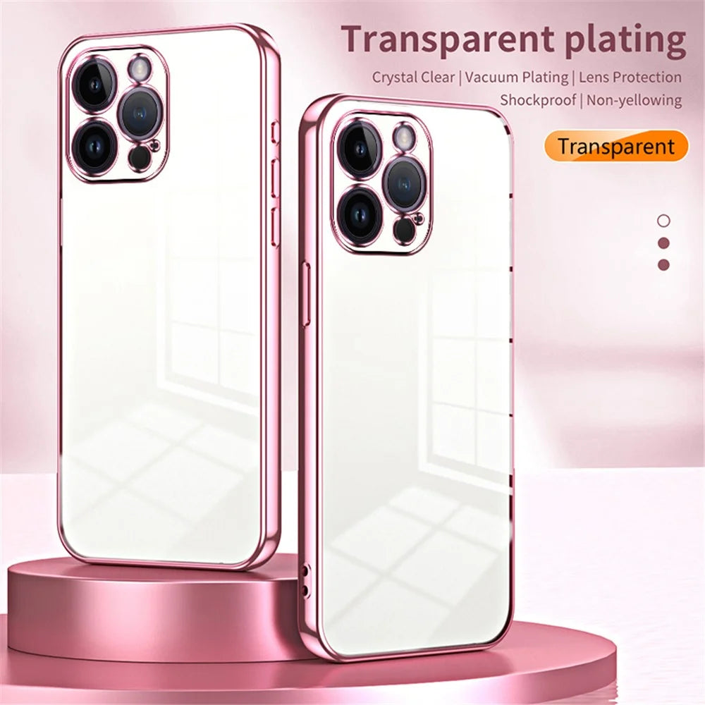 For iPhone 14 Pro Max TPU Case Electroplated Frame with Lens Protection - Gold - 3