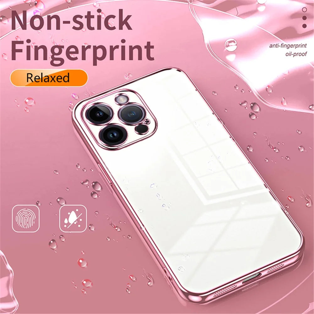 For iPhone 14 Pro Max TPU Case Electroplated Frame with Lens Protection - Gold - 5
