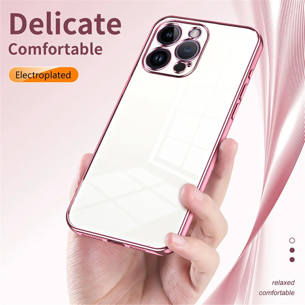 For iPhone 14 Pro Max TPU Case Electroplated Frame with Lens Protection - Gold - 6