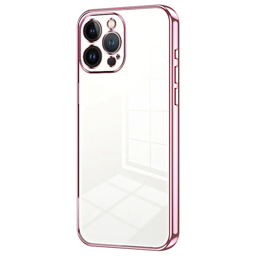 For iPhone 13 Pro Max Fine-Cut TPU Phone Case Electroplated Frame - Pink - 1