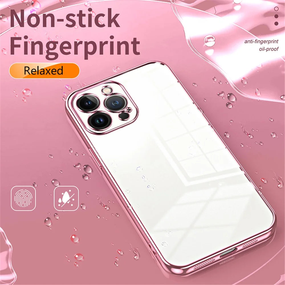 For iPhone 13 Pro Max Fine-Cut TPU Phone Case Electroplated Frame - Pink - 5