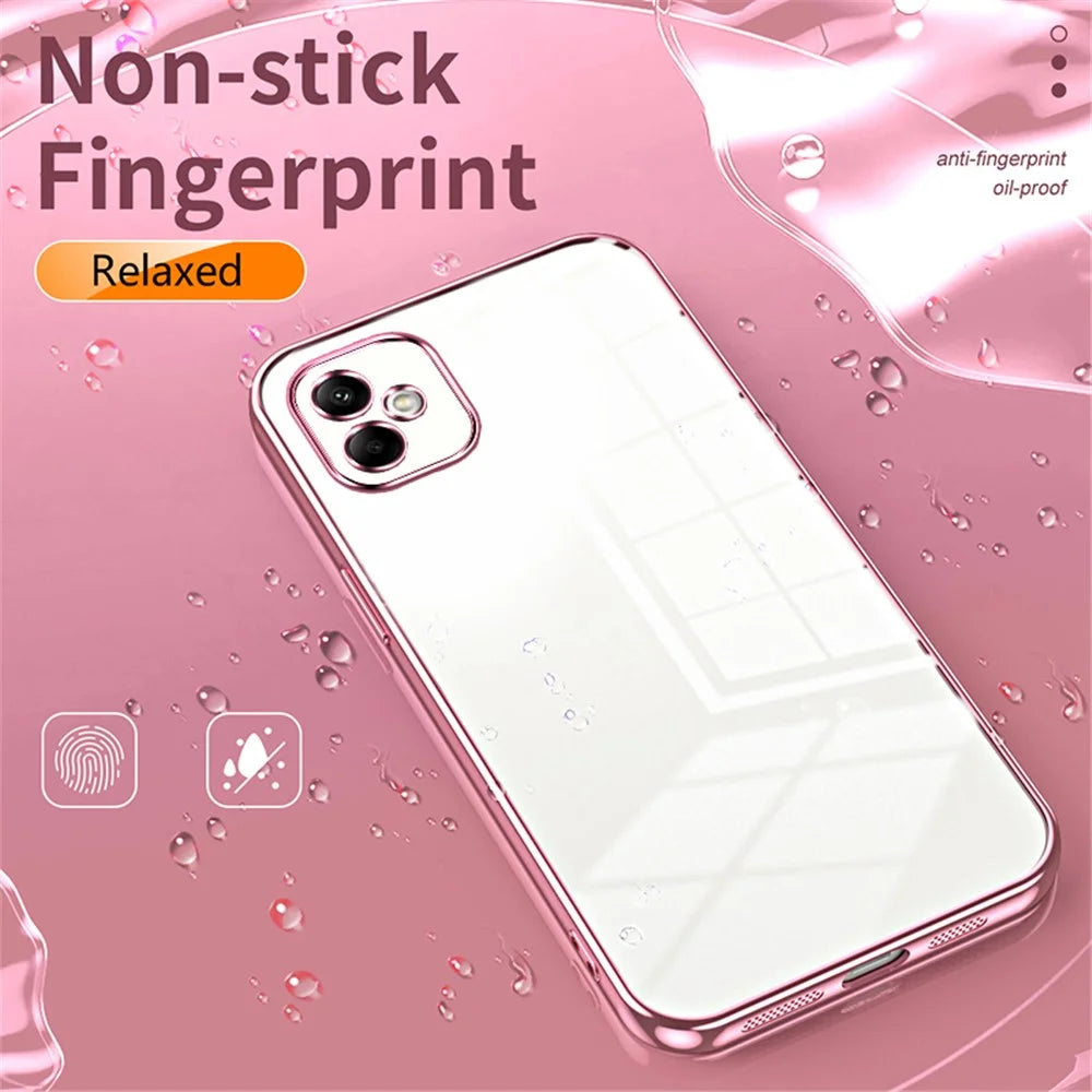 For Samsung Galaxy A05 4G Electroplate TPU Case Precision Cutouts Phone Cover - Pink - 5
