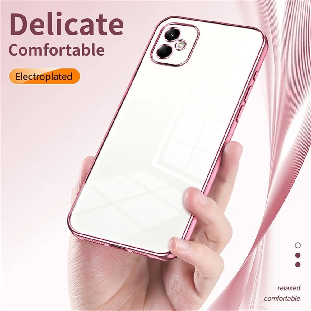 For Samsung Galaxy A05 4G Electroplate TPU Case Precision Cutouts Phone Cover - Pink - 6