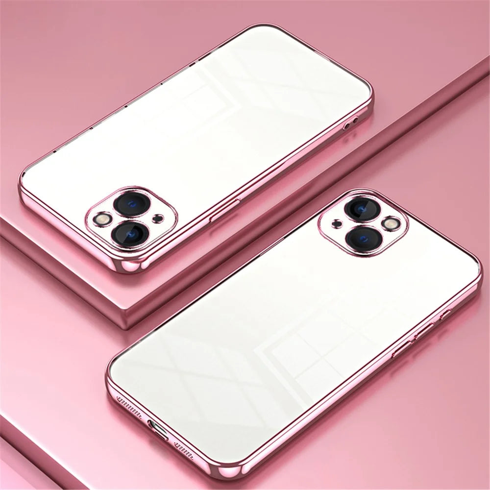 For iPhone 13 Shockproof Case Electroplating TPU Phone Cover - Pink - 2