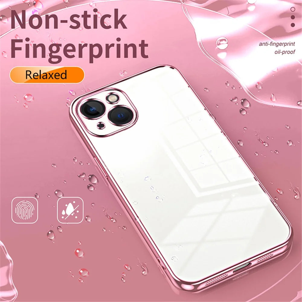 For iPhone 13 Shockproof Case Electroplating TPU Phone Cover - Pink - 5