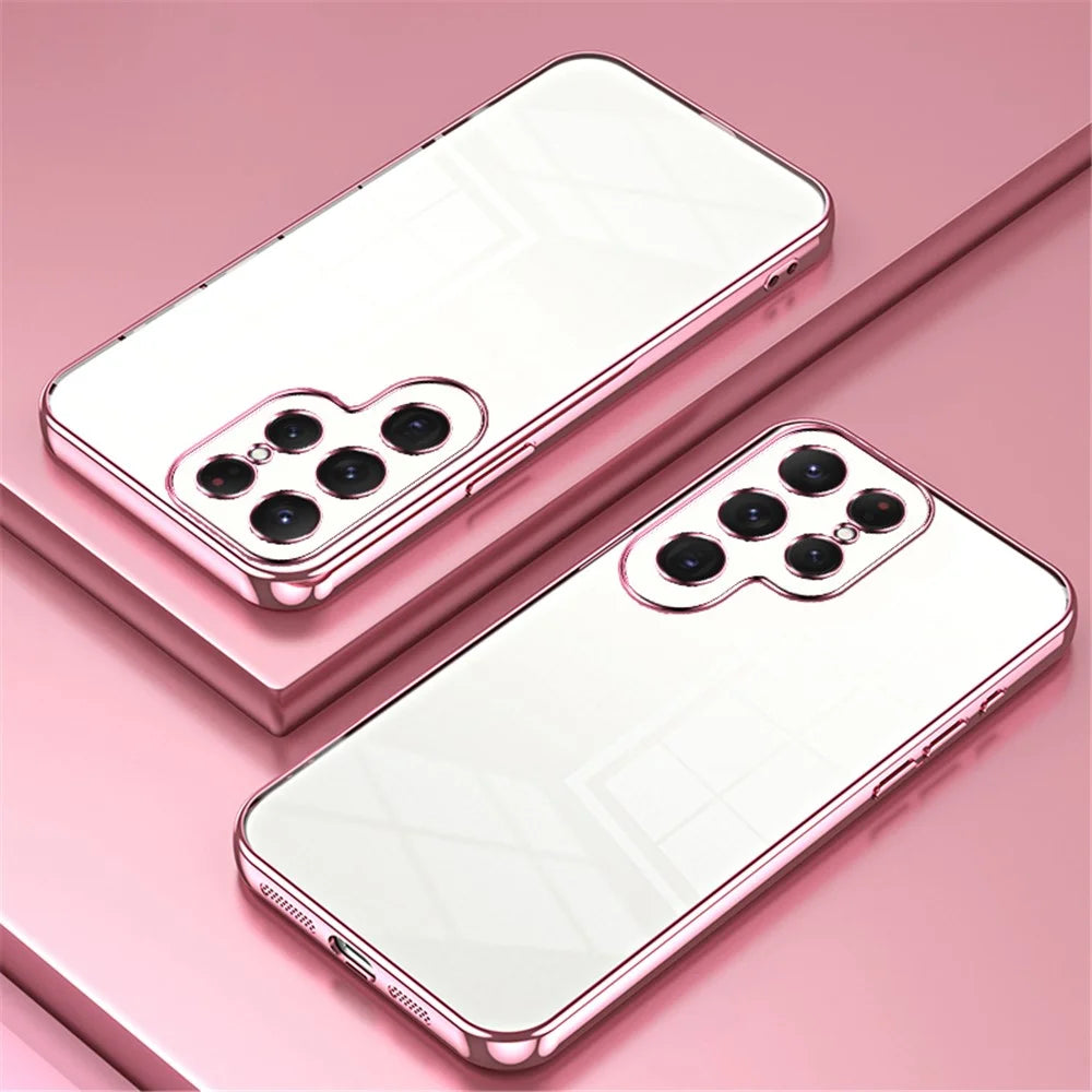 For Samsung Galaxy S24 Ultra TPU Phone Case Electroplated Frame Protective Cover - Pink - 2