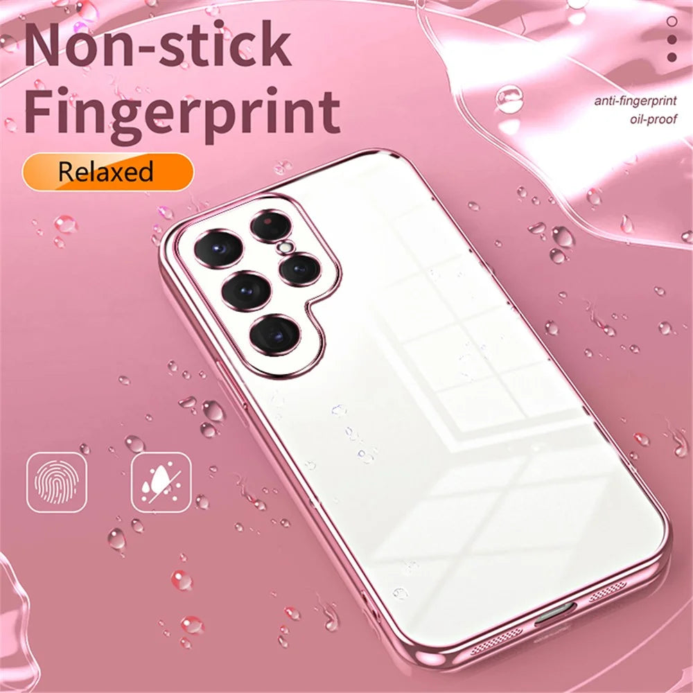 For Samsung Galaxy S24 Ultra TPU Phone Case Electroplated Frame Protective Cover - Pink - 5