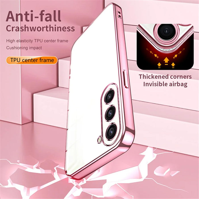 For Samsung Galaxy S23+ Protective Case Electroplating TPU Phone Cover - Pink - 7