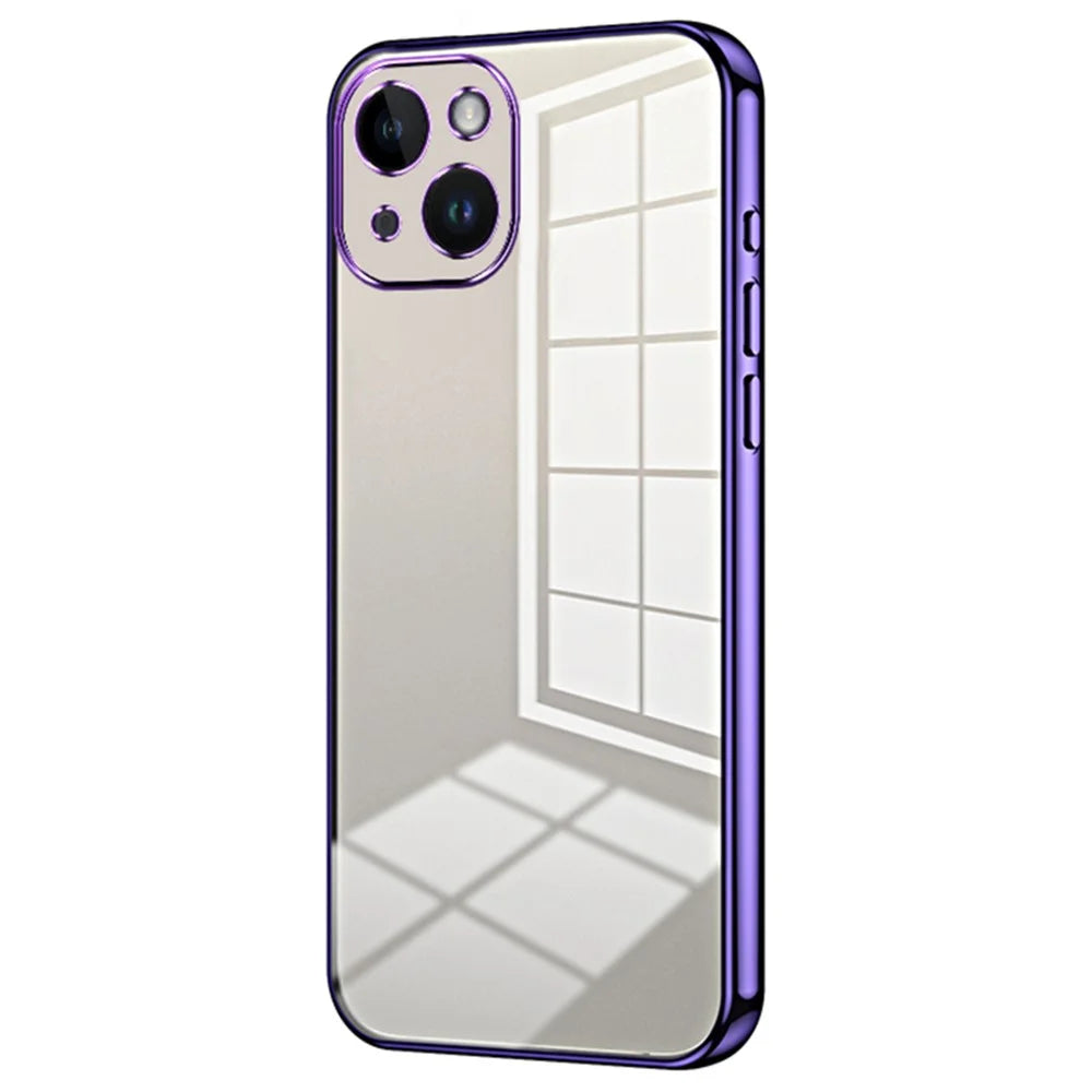 For iPhone 14 Slim Case Electroplating Anti-Fall TPU Phone Cover - Purple - 1