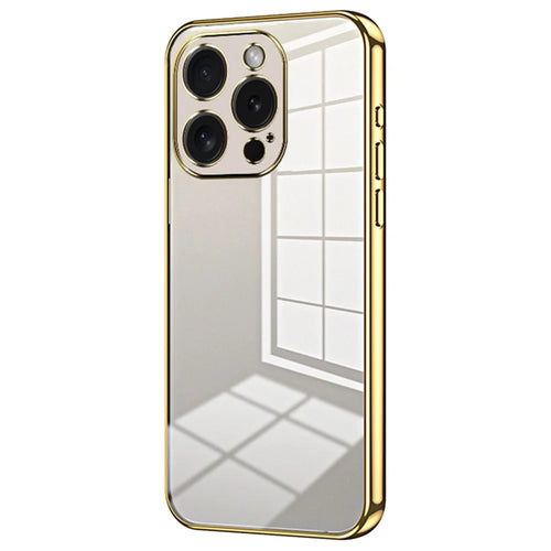 For iPhone 15 Pro TPU Case Anti-Fall Electroplating Slim Phone Cover - Gold - 1