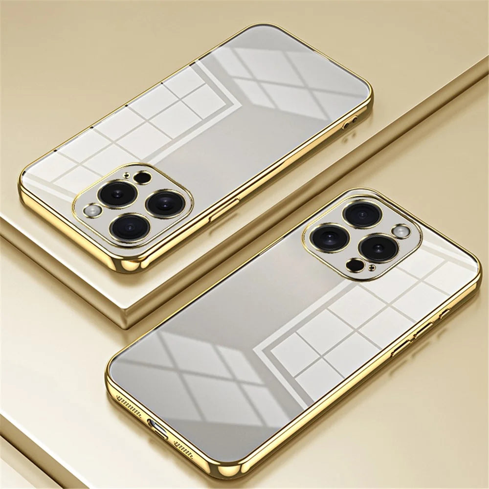 For iPhone 15 Pro TPU Case Anti-Fall Electroplating Slim Phone Cover - Gold - 2