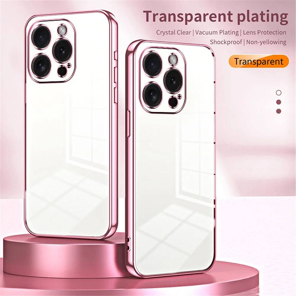 For iPhone 15 Pro TPU Case Anti-Fall Electroplating Slim Phone Cover - Gold - 3