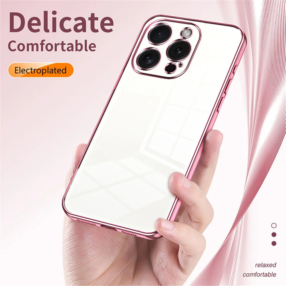 For iPhone 15 Pro TPU Case Anti-Fall Electroplating Slim Phone Cover - Gold - 6