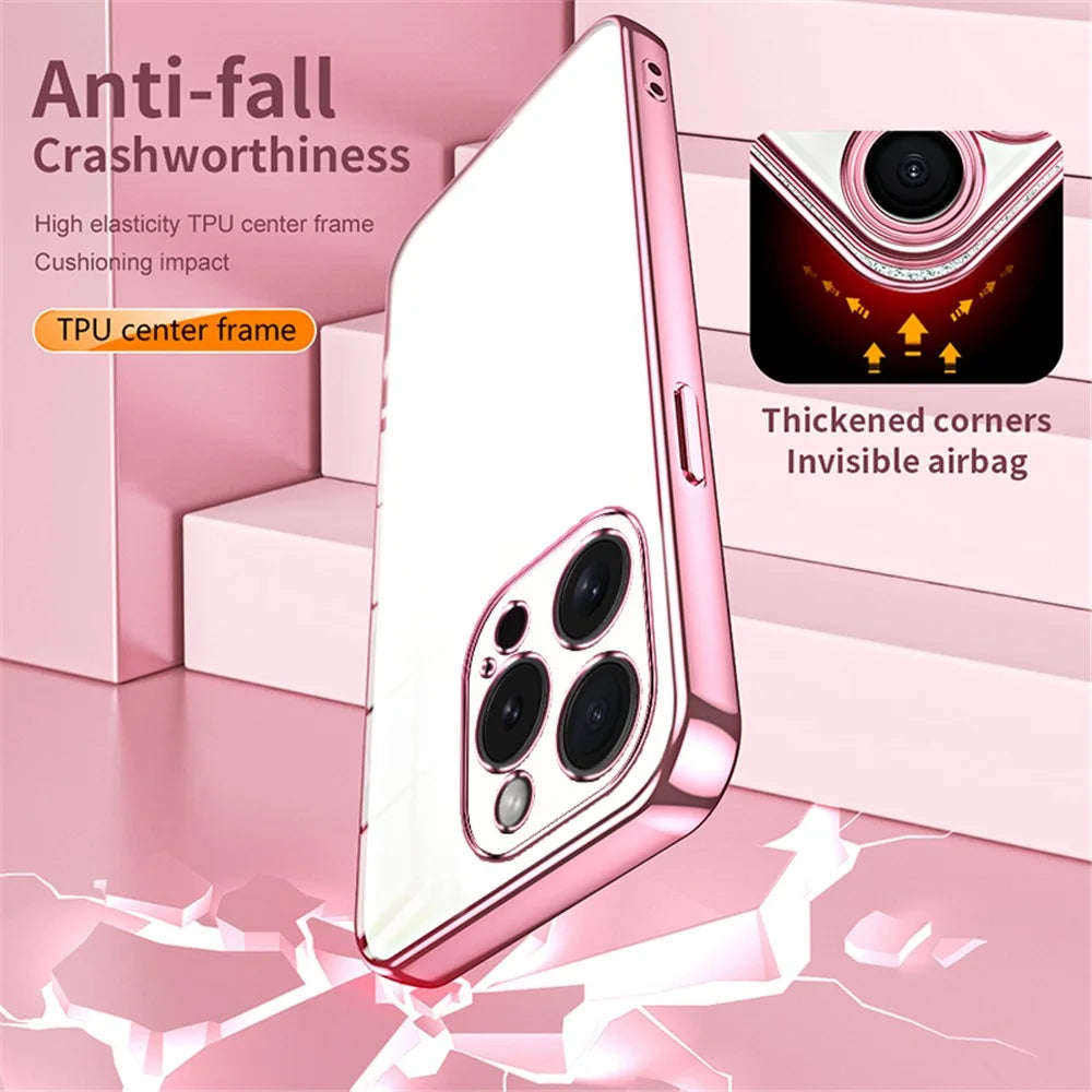 For iPhone 15 Pro TPU Case Anti-Fall Electroplating Slim Phone Cover - Gold - 7