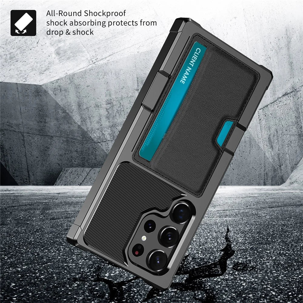 For Samsung Galaxy S24 Ultra Anti-Drop Case Case ZM02 Card Holder Phone Cover - 4