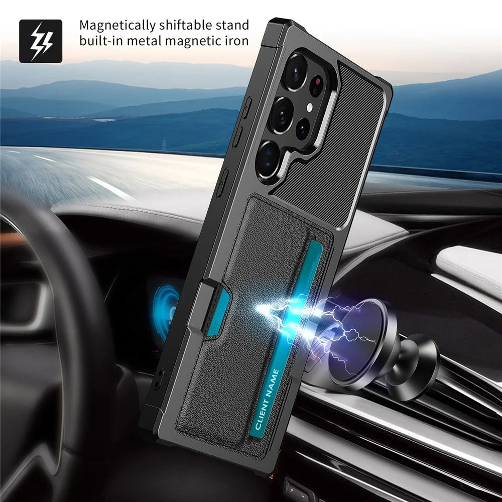 For Samsung Galaxy S24 Ultra Anti-Drop Case Case ZM02 Card Holder Phone Cover - 6