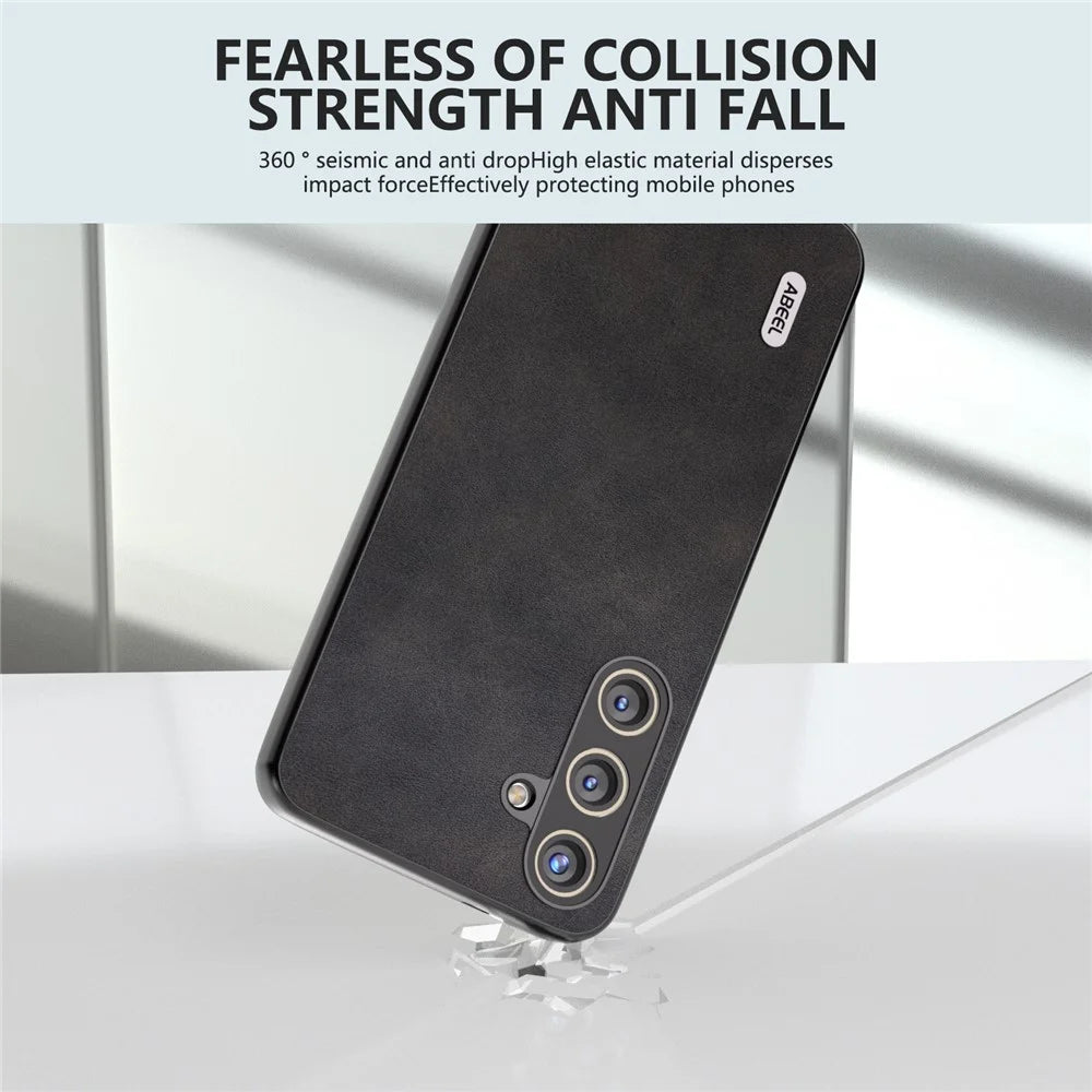 ABEEL For Samsung Galaxy S24+ Case Cowhide Texture Shockproof Protective Phone Cover - Black - 3
