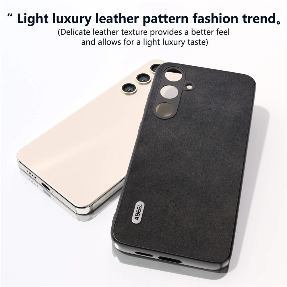 ABEEL For Samsung Galaxy S24+ Case Cowhide Texture Shockproof Protective Phone Cover - Black - 4