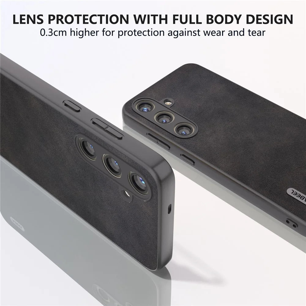 ABEEL For Samsung Galaxy S24+ Case Cowhide Texture Shockproof Protective Phone Cover - Black - 5