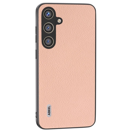 ABEEL For Samsung Galaxy S24+ Phone Case Litchi Texture Cowhide Leather Back Cover - Pink - 1