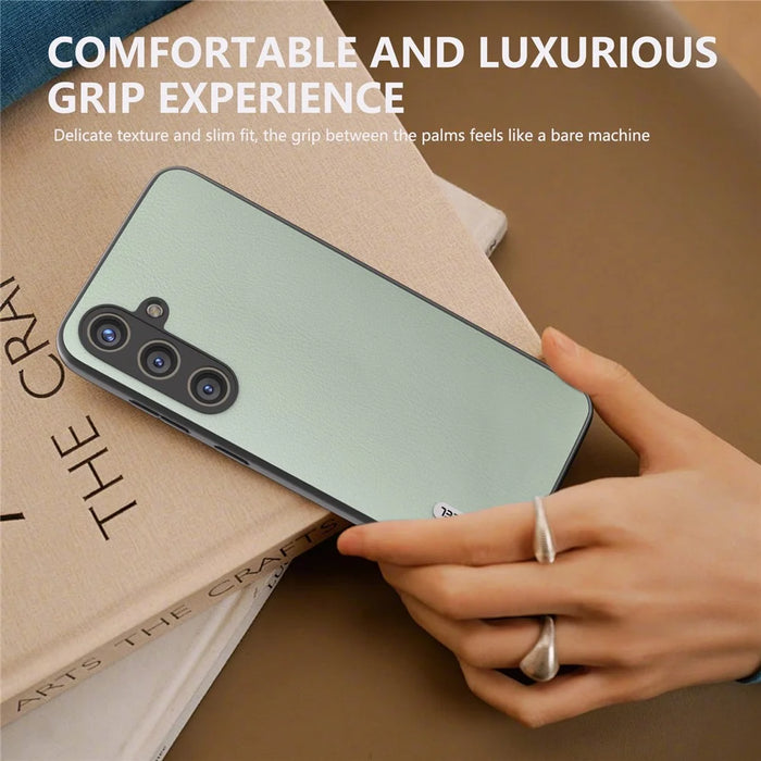 ABEEL For Samsung Galaxy S24+ Phone Case Ecological Texture Leather Cover Soft Touch - Green - 6