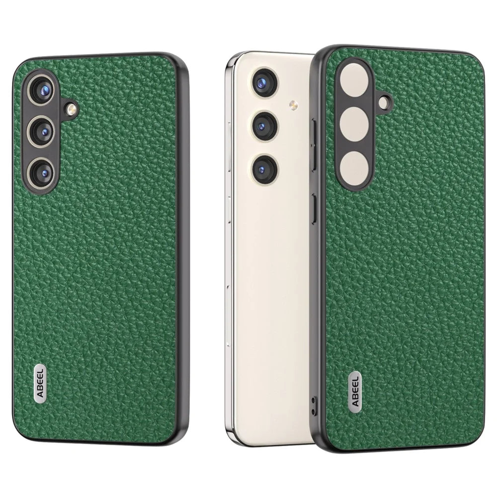 ABEEL Litchi Texture Cover for Samsung Galaxy S24+ Cowhide Leather+PC+TPU Phone Case - Green - 2