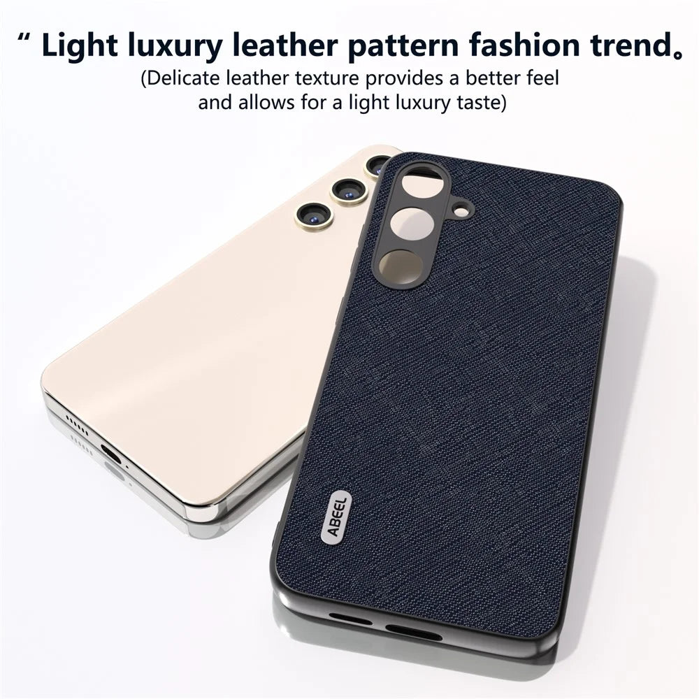 ABEEL For Samsung Galaxy S24+ Cross Texture Case Impact-Resistant Mobile Phone Cover - Blue - 4