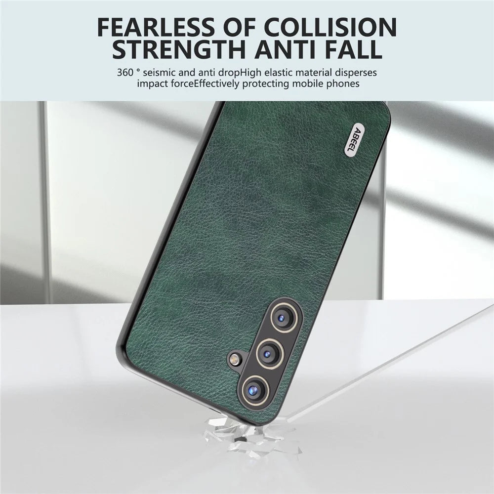 ABEEL For Samsung Galaxy S24+ Anti-Scratch Cover PU Leather Phone Case Litchi Texture - Green - 3