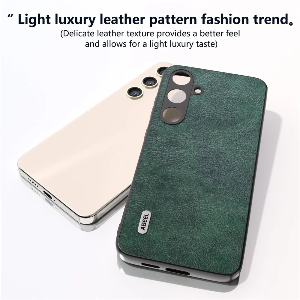 ABEEL For Samsung Galaxy S24+ Anti-Scratch Cover PU Leather Phone Case Litchi Texture - Green - 4