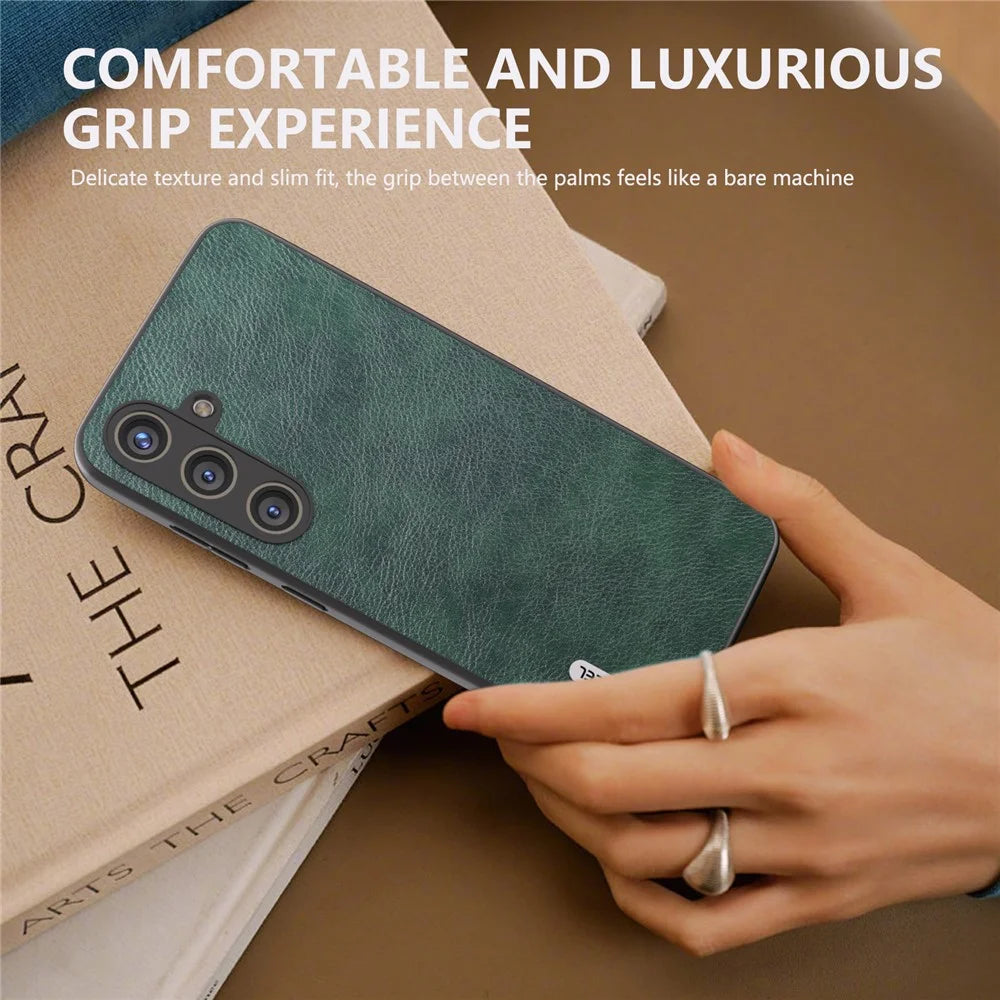 ABEEL For Samsung Galaxy S24+ Anti-Scratch Cover PU Leather Phone Case Litchi Texture - Green - 6