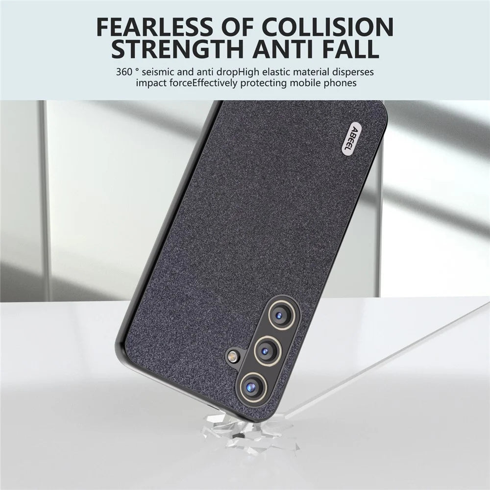 ABEEL For Samsung Galaxy S24+ Glitter Surface Phone Case PU Leather Anti-Scratch Back Cover - Black - 3
