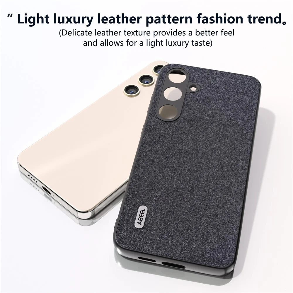 ABEEL For Samsung Galaxy S24+ Glitter Surface Phone Case PU Leather Anti-Scratch Back Cover - Black - 4