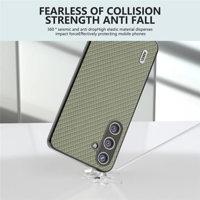 ABEEL for Samsung Galaxy S24+ Shockproof Shell Carbon Fiber Texture Leather Phone Case - Green - 3